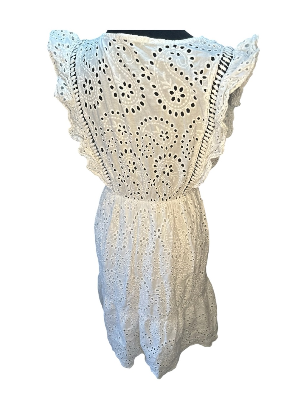 Lungo L’Arno Made in Italy White Eyelet Cotton Dress Women’s Size M - Picture 2 of 13